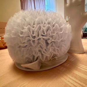 Vintage baby blue hat ..unique ruffle design